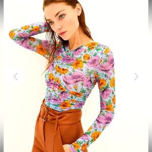 Veronica beard NWT Myrna top mesh floral lavender spring boho designer revolve